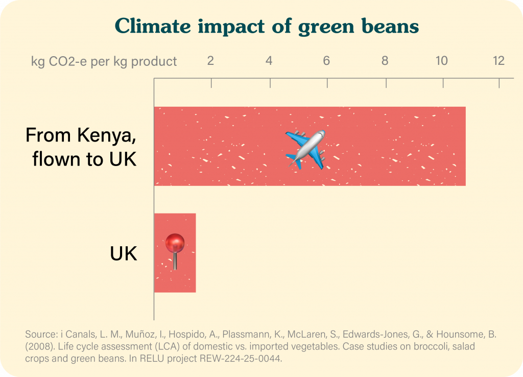Climate impact of air-transported and local green beans