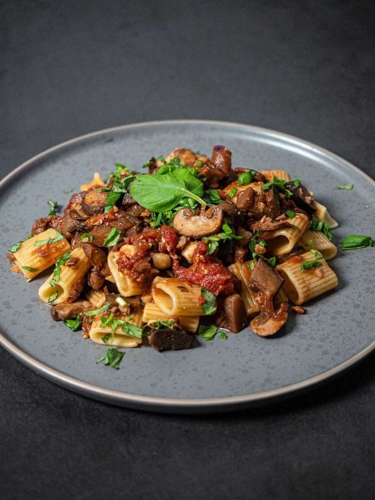 aubergine-mushroom-pasta
