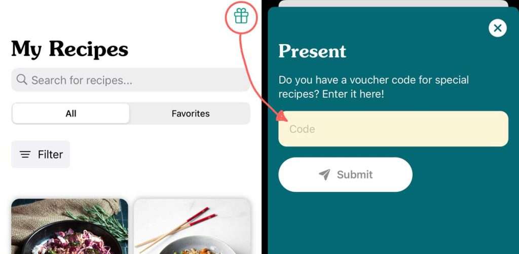 voucher code in app