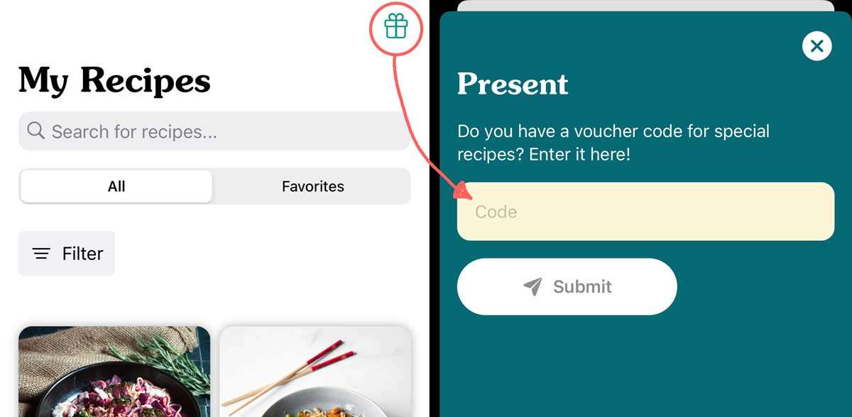 voucher code in app