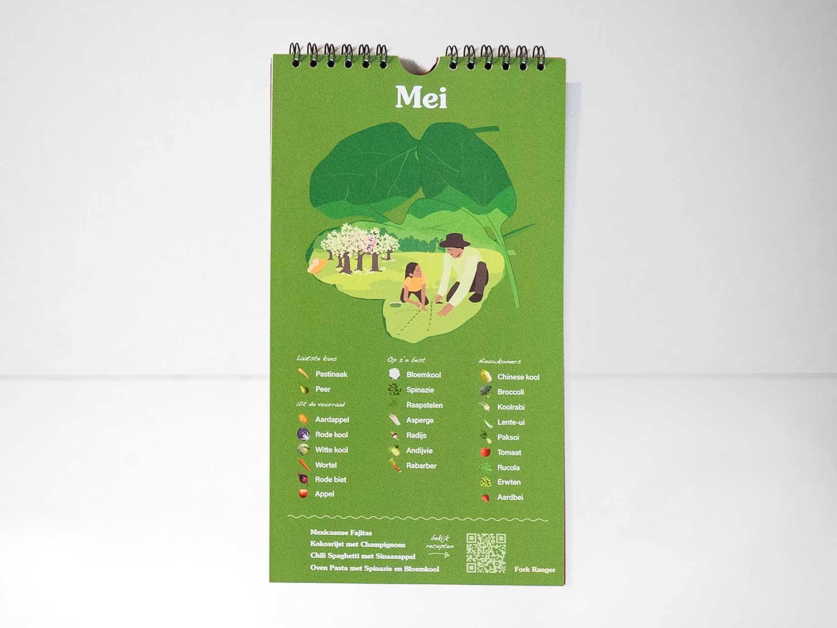 page of the seasonal calendar from fork ranger showcasing which vegetables and fruits are in season and best to cook with in May