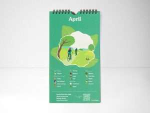 page of the seasonal calendar from fork ranger showcasing which vegetables and fruits are in season and best to cook with in april